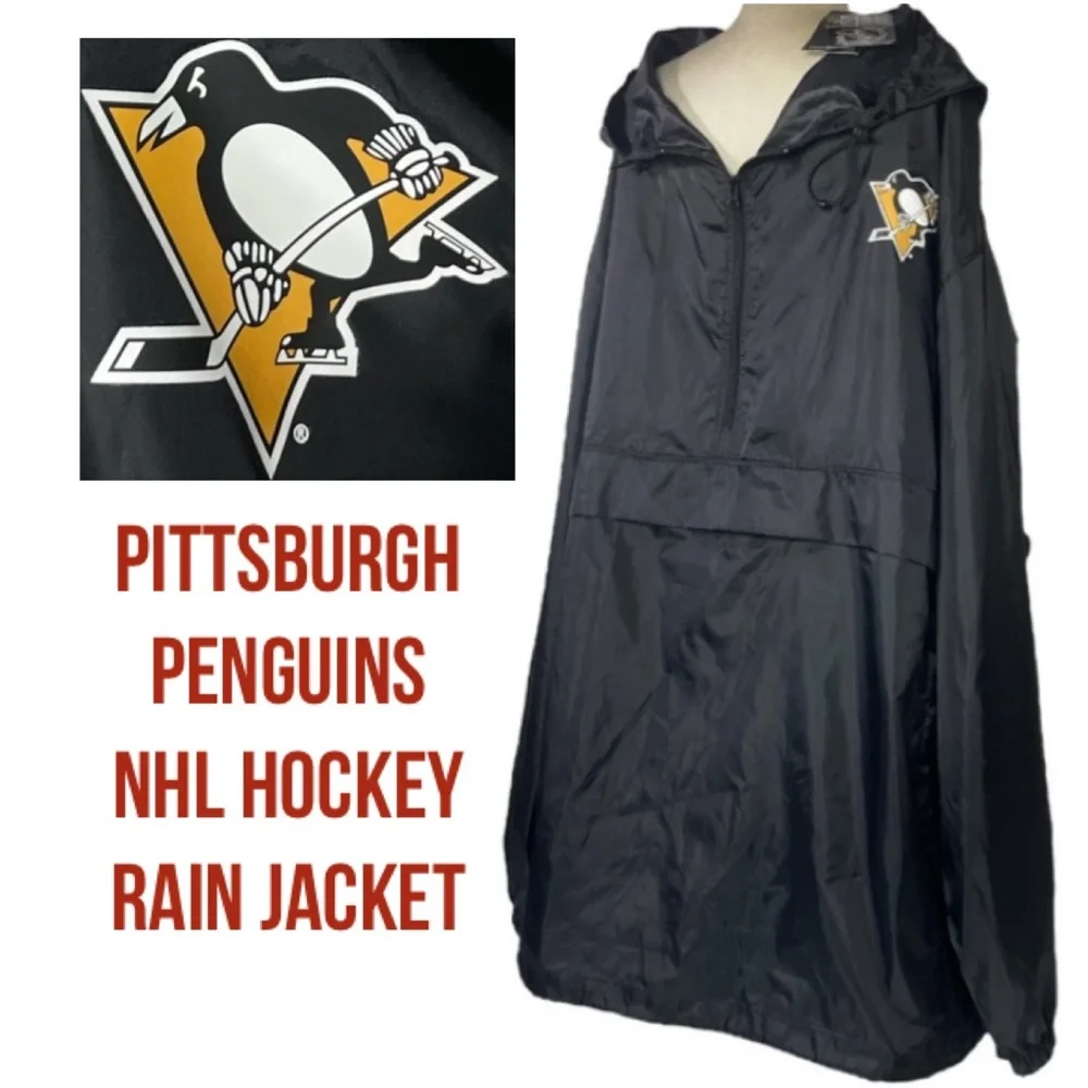 Pittsburgh Penguins Jacket Hoodie Quarter Zip Rain Windbreaker NHL Hockey 6 XL